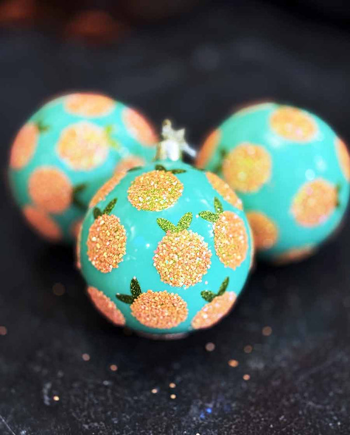 Christbaumschmuck „Orange Glitter" – Glasanhänger - Dero Home & Living