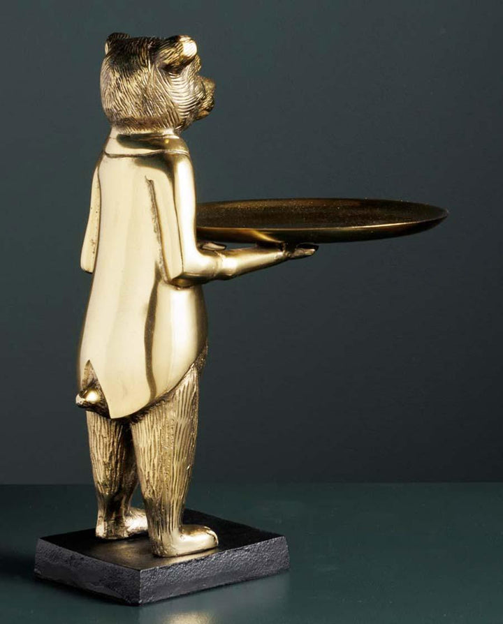 Deko Figur Bär Butler mit Tablett