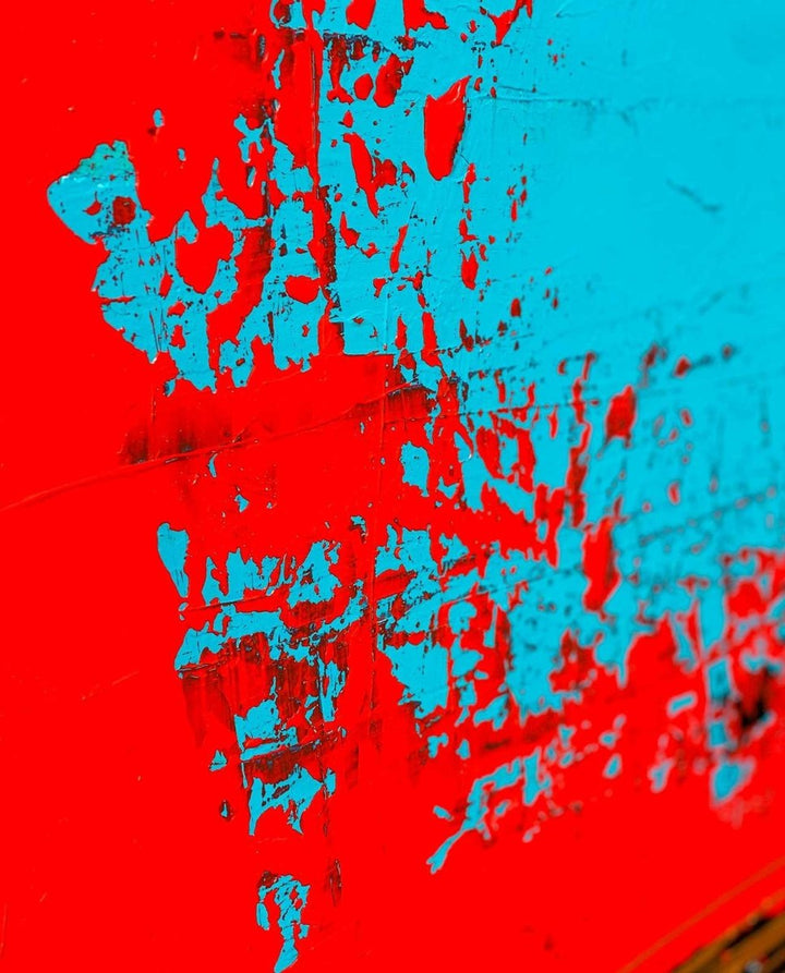Signiertes Originalgemälde | Bild "Turquoise et rouge" 100 x 100 cm - Dero Home & Living